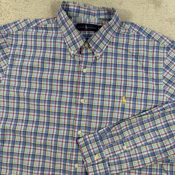 Polo Ralph Lauren Other - Polo Ralph Lauren Shirt Mens XL Blue Plaid Long Sleeve Button Down Pony Cotton